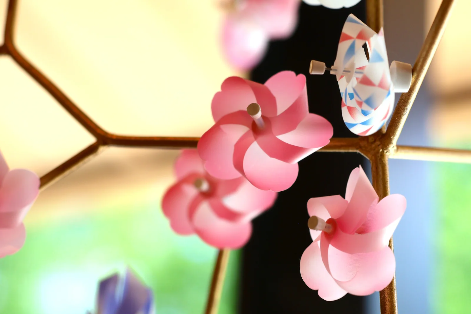ディスプレイの桜たちがくるくる回る様子がかわいい